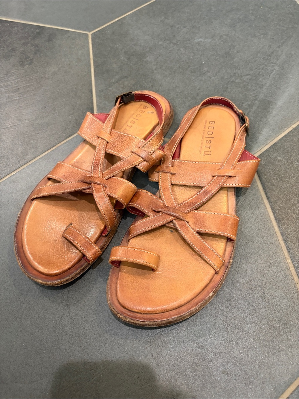 BED|STU Brown Leather Strappy Sandals